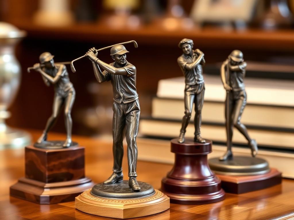 Bronze and silver figures of golfers