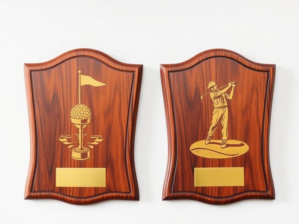 Laser-engraved plaques on fine woods